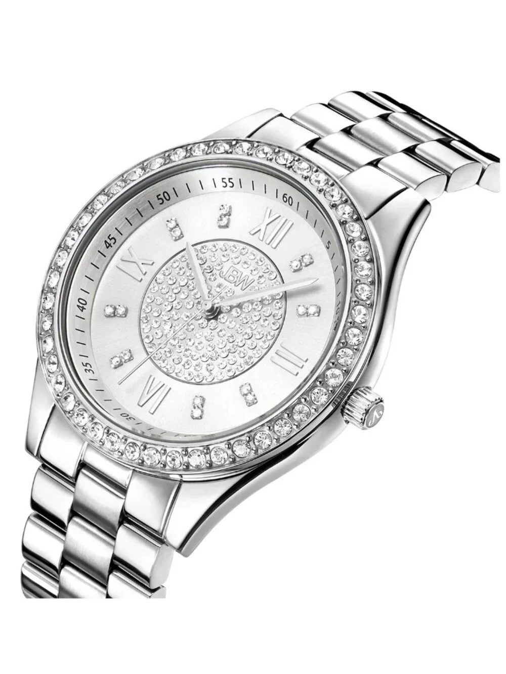 NWT JBW Mondrian Silver Diamond Dial Stainless Steel Ladies Watch